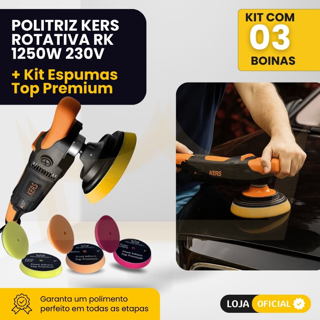 Politriz Rotativa Kers RK 1250W Profissional Automotiva 127V