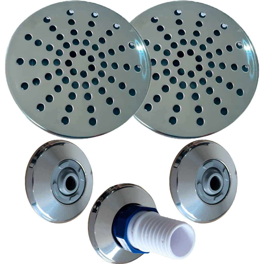 Kit Dispositivo Inox 2 Retorno 01 Aspiração 2 Ralo Encaixe
