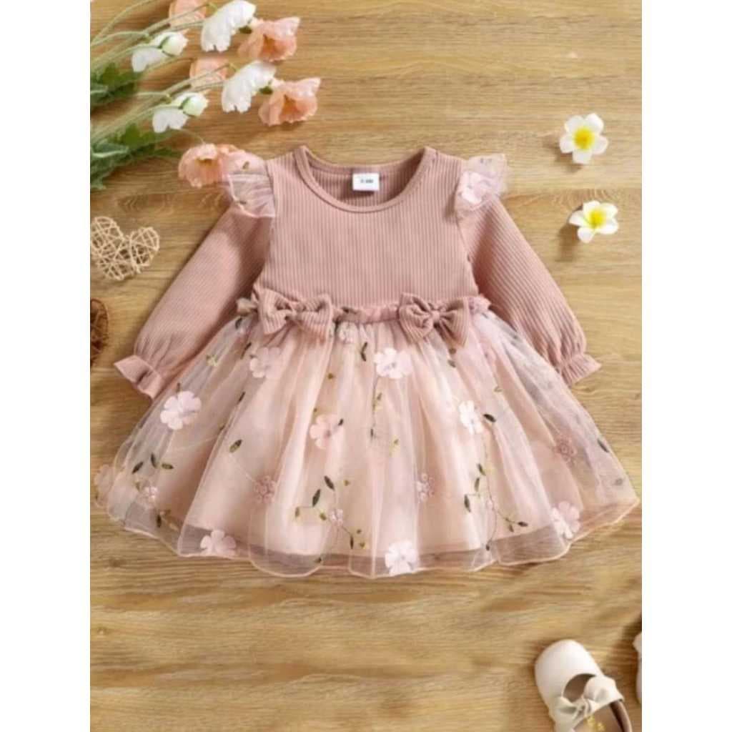 Vestido infantil tule aplique de flores aniversário casamento meia estação 6 meses a 6 anos FORMA GRANDE, vestiodo bebe