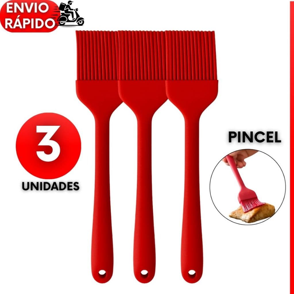 Kit 3 ou 2 un Pincéis de Silicone Premium 25,2Cm Resistência 230° Antiaderente Casa Cozinha Restaurante