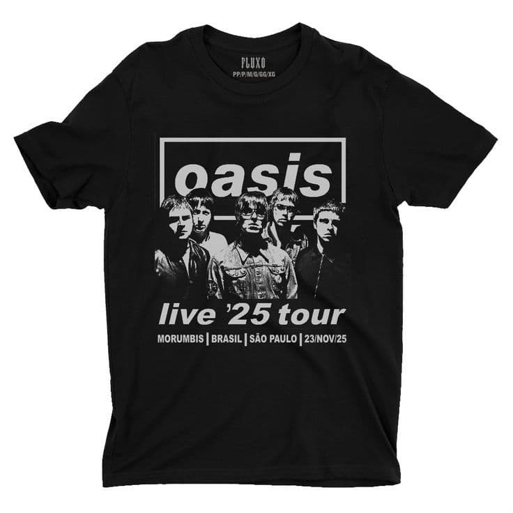 OASIS LIVE 25 TOUR BRASIL PERSONALIZADA ENVIO IMEDIATO UNISSEX BABYLOOK ADULTO E INFANTIL