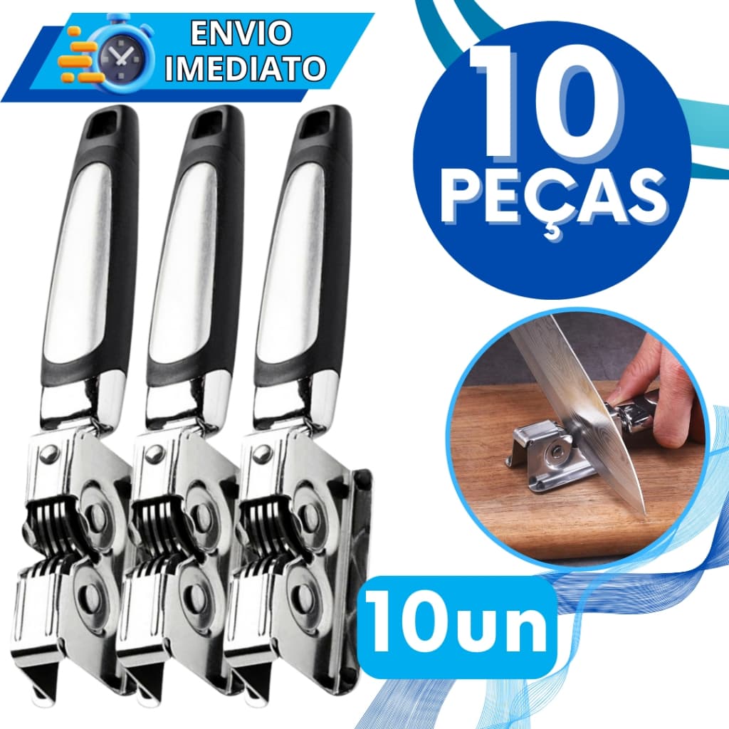 KIT Jogo 10 Afiador Amolador de Faca Tesoura Canivete Aço Inox Profissional Resistente para Casa Restaurante 3 Laminas