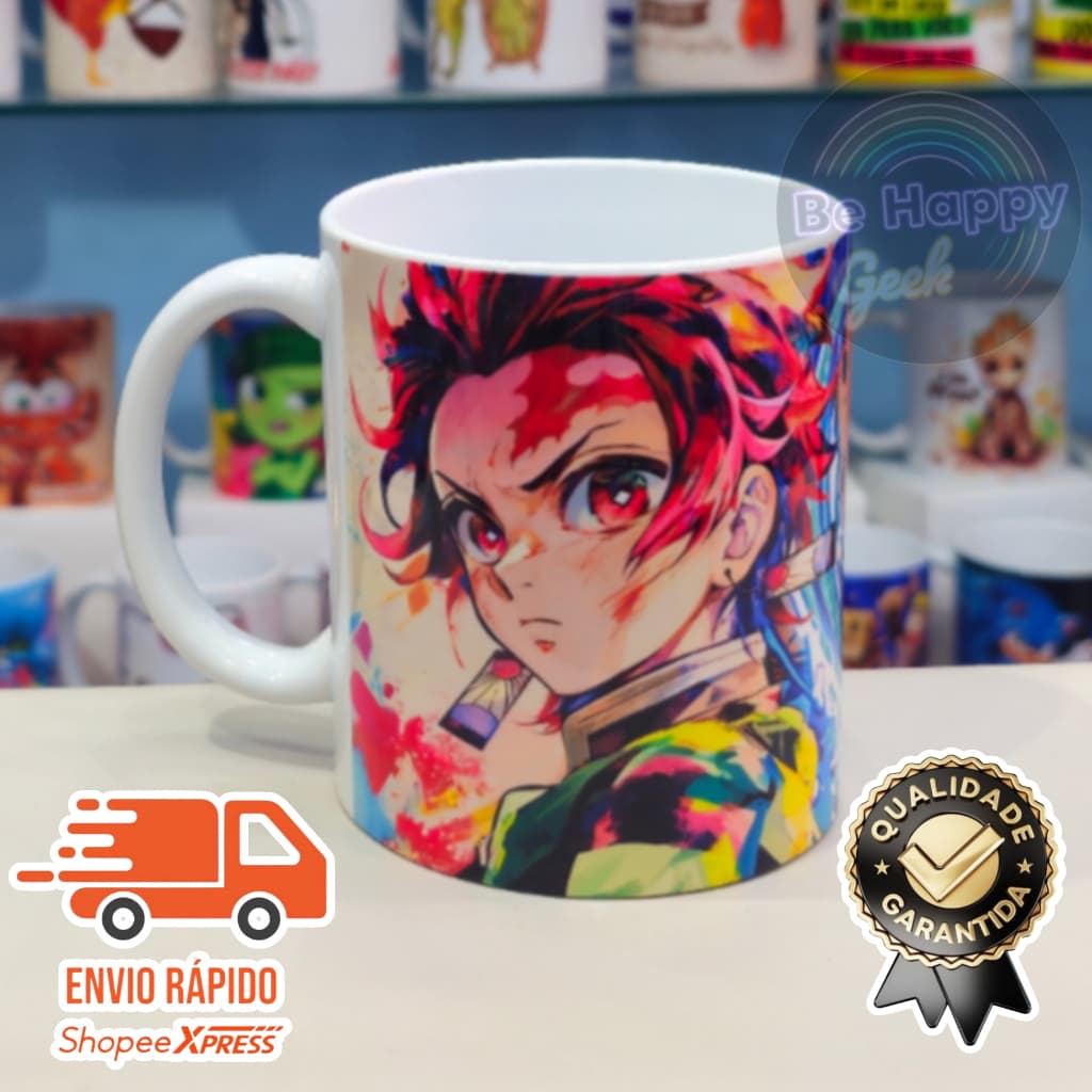 Caneca de Porcelana DAMON SLAYER KIMETSU NO YAIBA ANIME Geek Adulto Infanti Presente Personalizada