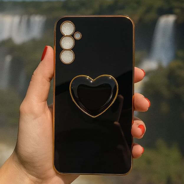 Capa Capinha com Suporte de Coração para Samsung A04 A05 A14 A15 A24 A25 A34 A35 A54 A55