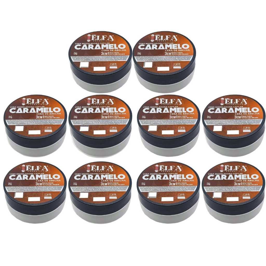 10 Cera Capilar Caramelito Ultra Fixação 120g Elfa For Man
