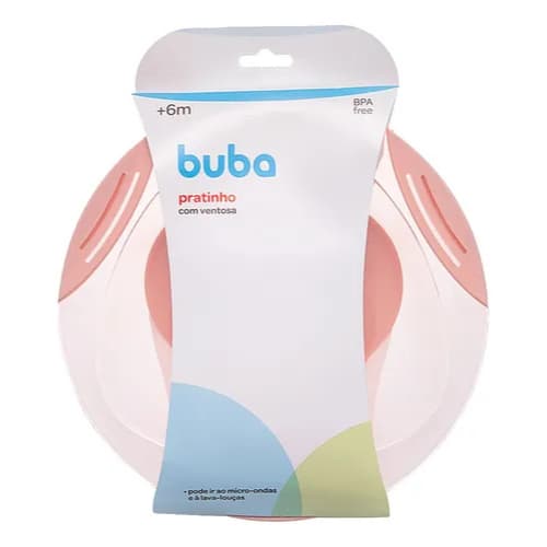 Pratinho Infantil BLW Buba Com Ventosa Menina – Rosa | Antiderrapante e Livre de BPA