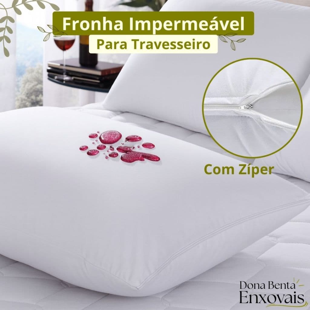 Fronha Para Travesseiro Resistente Impermeável Com Zíper 70x50cm