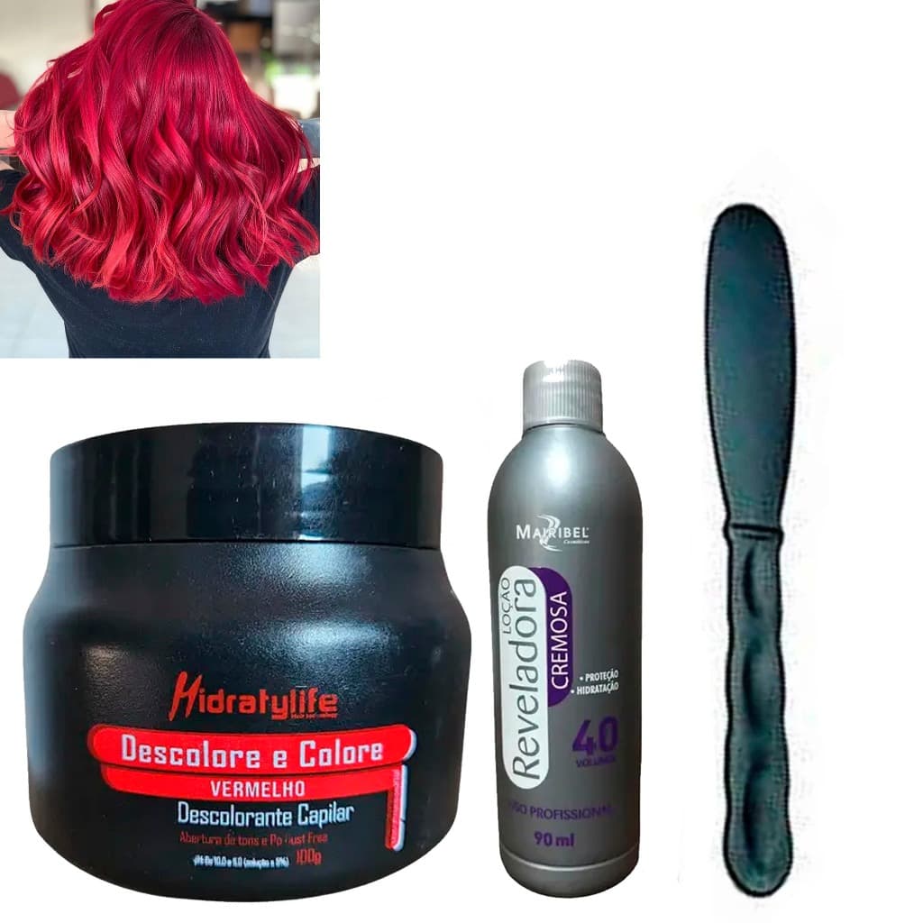 Kit 01 Pó Descolore Red e 01 OX 40Vol. Mairibel/Hidraty 2 Em 1 100g