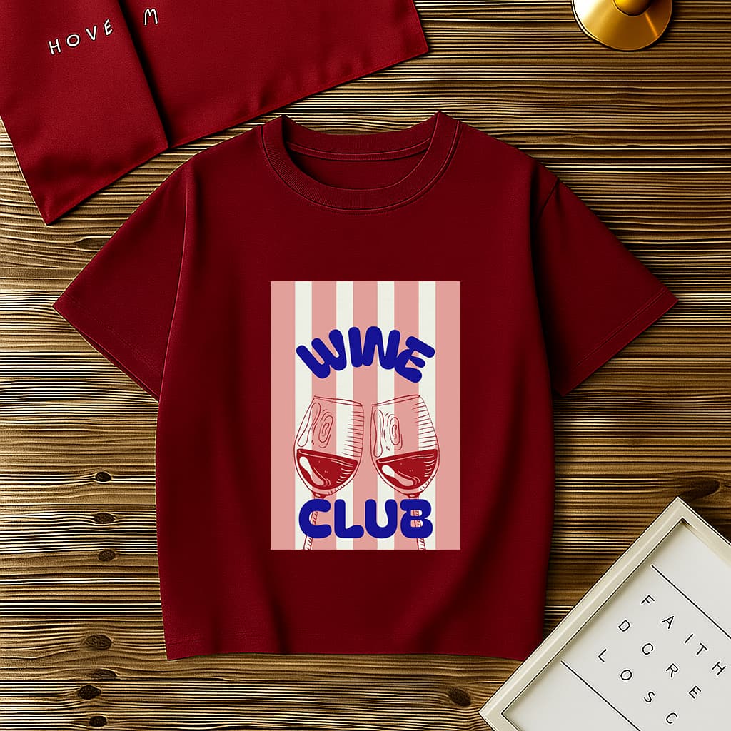T-Shirt Básica Feminina Wine Club Camiseta Gola Redonda Tendência Lançamento