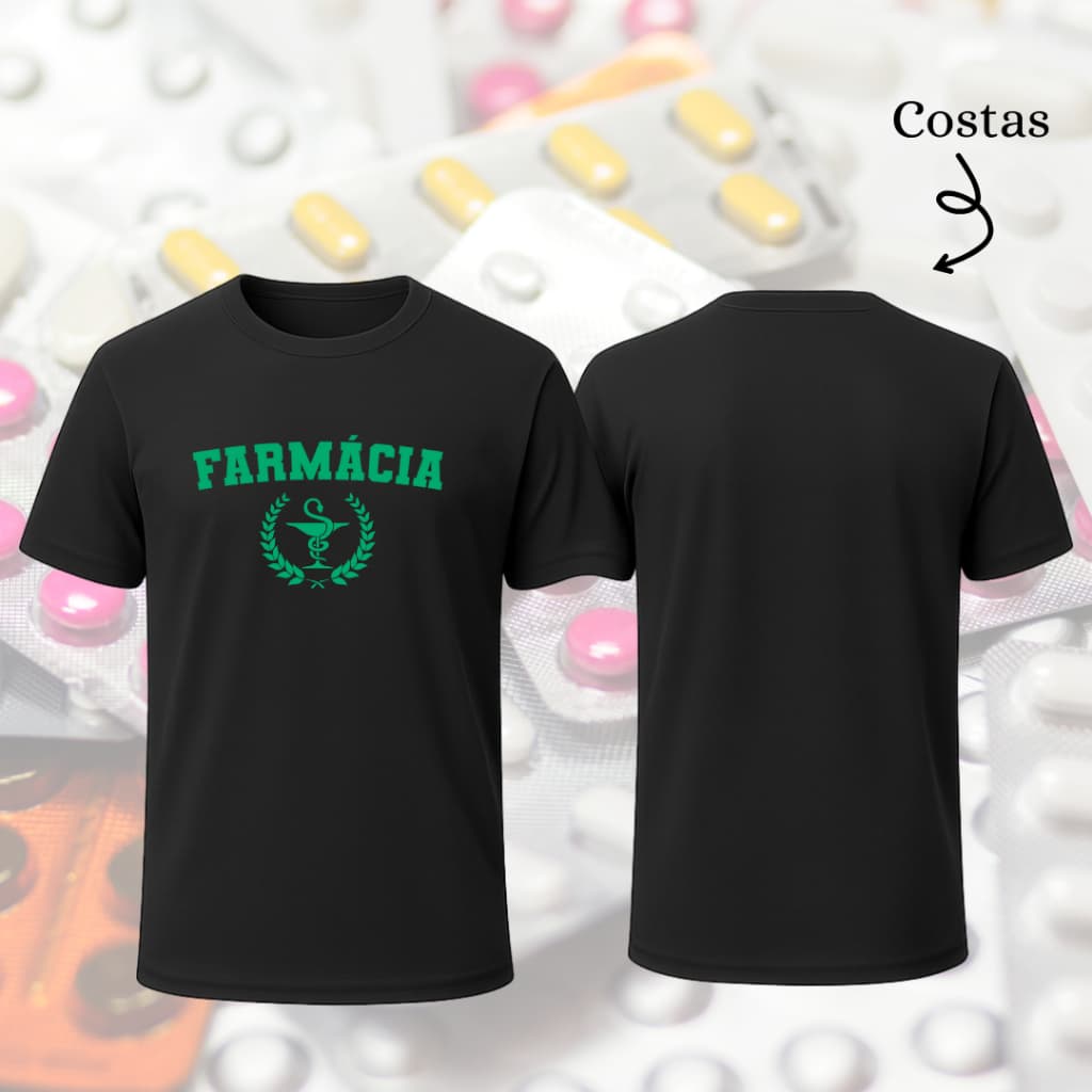 Tee Personalizada Camisa Acadêmica Farmácia | Faculdade & Estágio 100% ALGODÃO