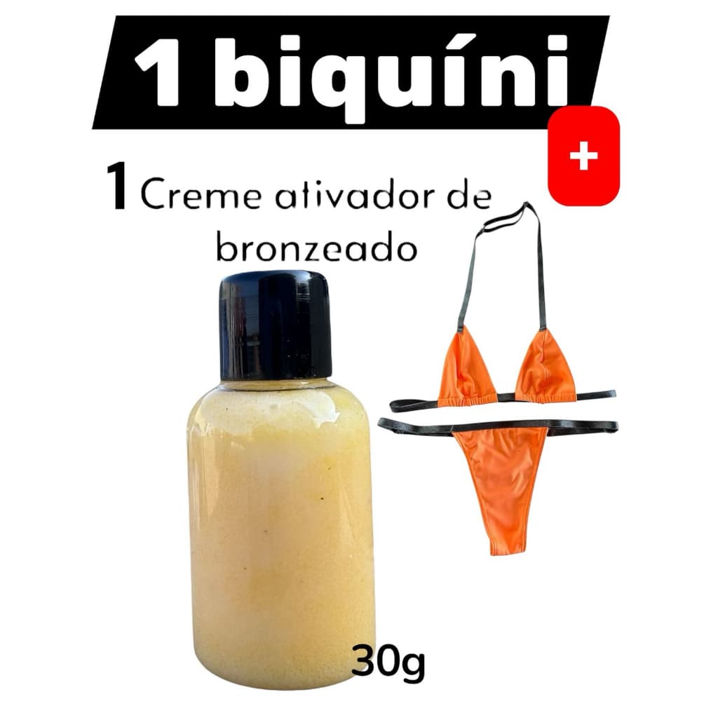 1 BIQUINI DE FITA + 1 CREME ATIVADOR  DE BRONZEADO BANANINHA 30G