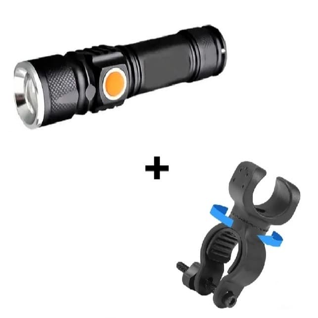 Lanterna Farol Dianteiro + Suporte Bicicleta Ciclismo Mtb Kit Acessorios Bike Trilha Caminhada Fit