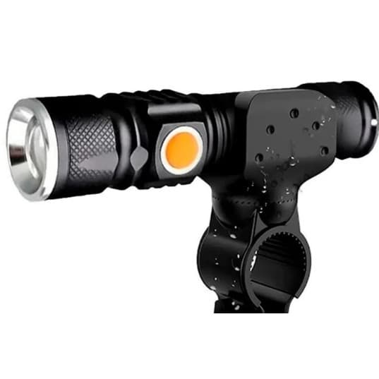 Lanterna Farol Dianteiro + Suporte P/ Guidão Ciclismo Mtb Kit Acessorios Bike Trilha Caminhada S.O.S