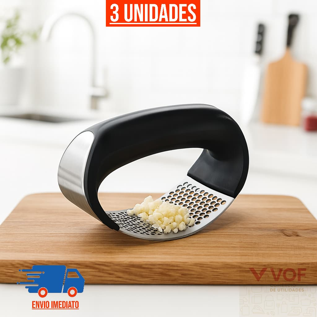 Kit Amassador Espremedor de Alho Inox Prensa Manual Triturador de Alho Temperos Cozinha