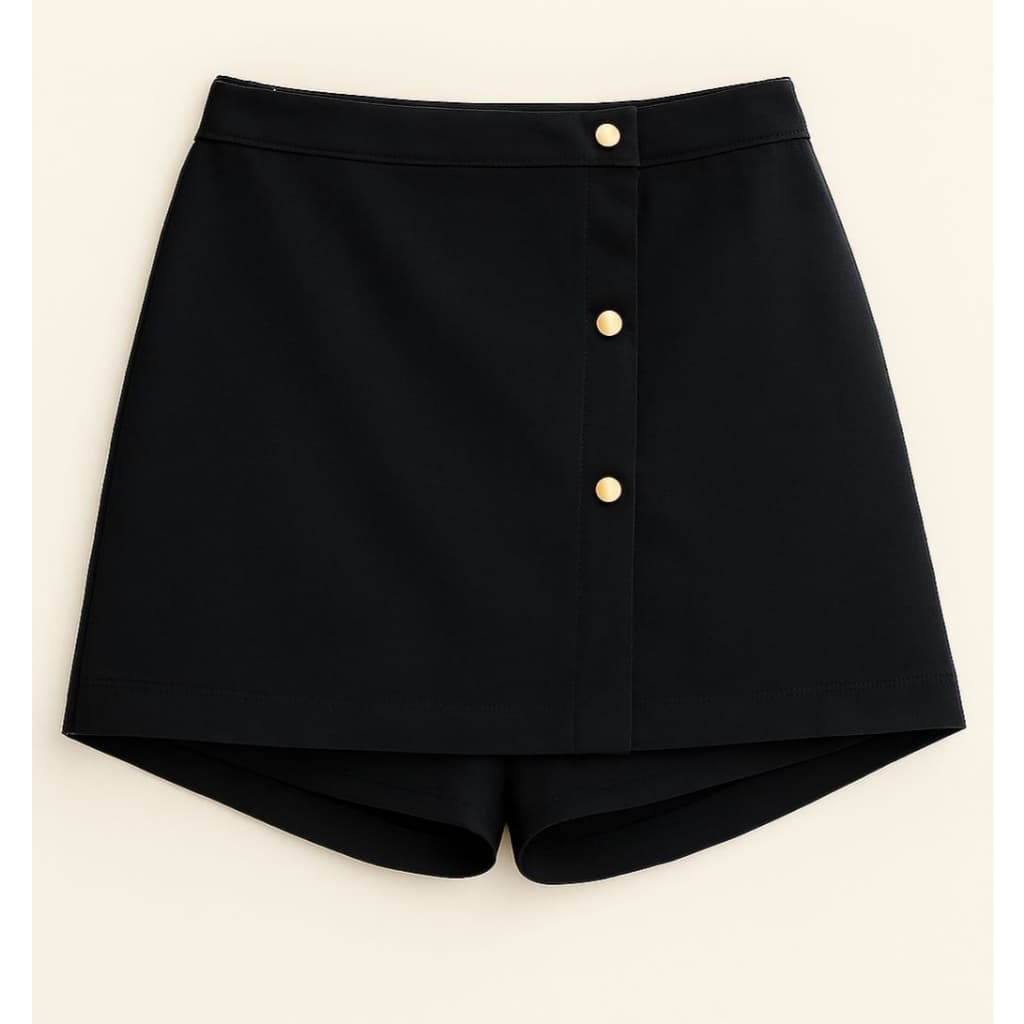 Short-Saia Feminina Elegante Com Detalhes De Botoes Laterais