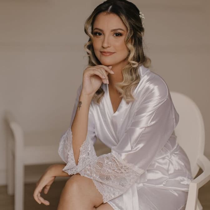 Robe Noiva Personalizado Madrinha Mãe da Noiva Noivo Renda Cetim com Elastano