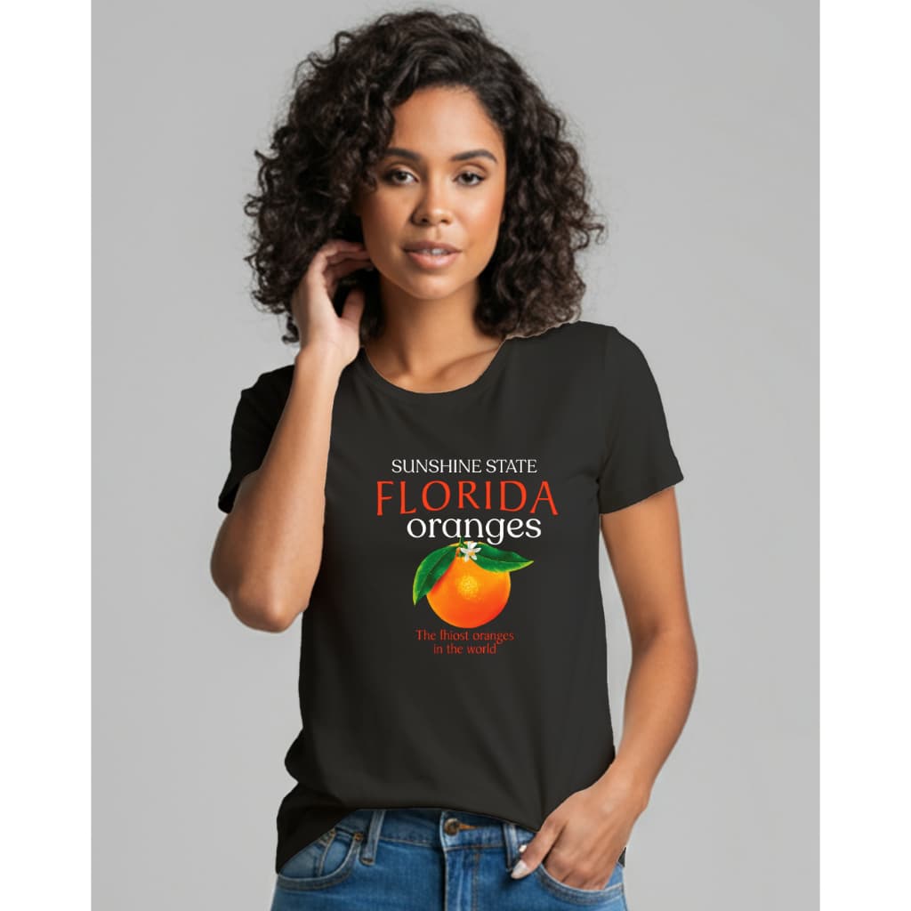 Camiseta Feminina Blusa Feminina T-shirt Florida Oranges Blusa Frutas 100% Algodão Premium