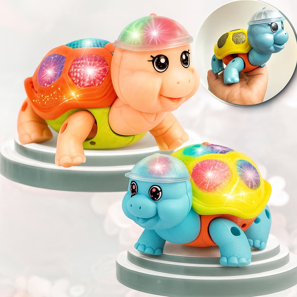 Brinquedo Tartaruga Fujão Interativa com Música e Luz Colorida