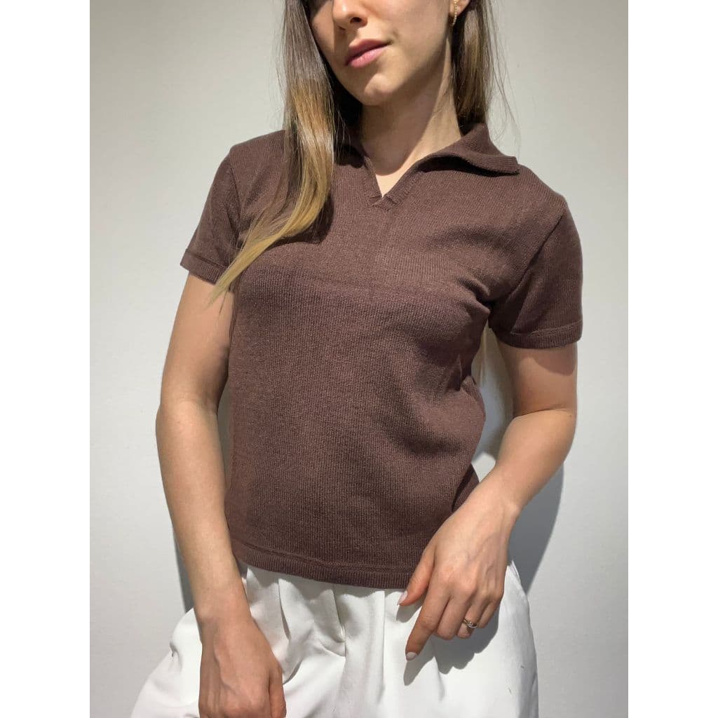 Camiseta Polo Tricot Lisa Tricô Verão Moda Feminina Tendência