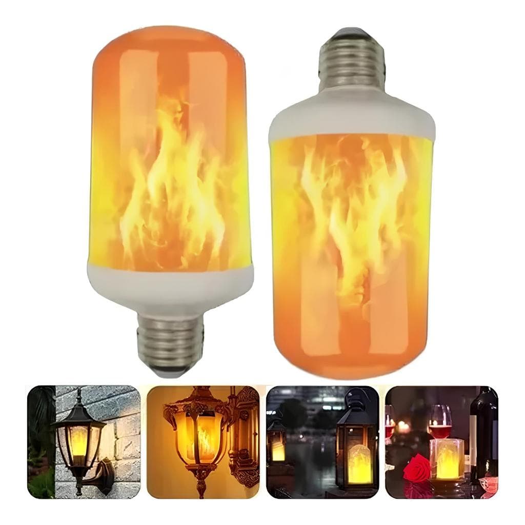Lâmpada Led Efeito Fogo Chama 9w Bivolt Flame 1800k E27 3 Modos Simula Fogo Bivolt