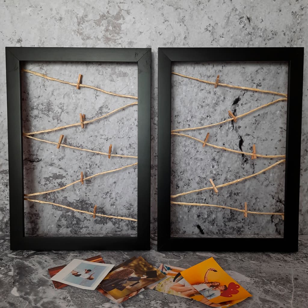 Quadros Para Fotos Vertical Preto 20x30cm Varal E Prendedor