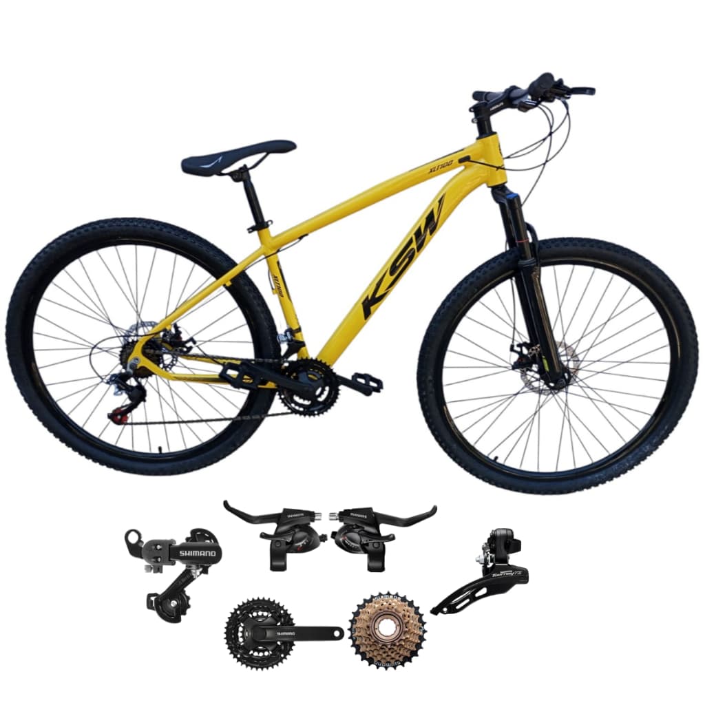 Bicicleta KSW XLT100 Aro 29 21 Velocidades Transmissão K7 Shimano Freio a Disco Mecânico