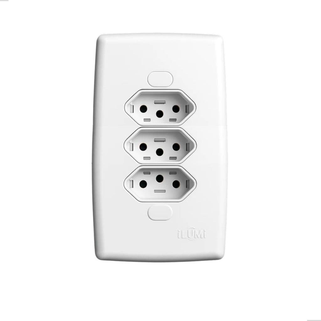 Conjunto 4x2 Tomada Tripla 20a 250v Padrão Branca