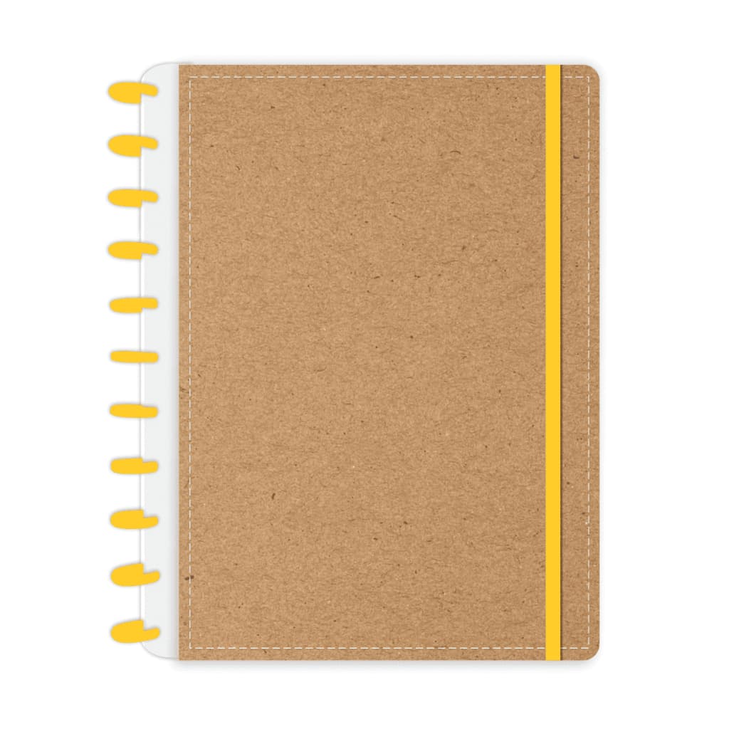 Caderno de Disco Kraft Amarelo - Abyara Graf (Tipo Caderno Inteligente)