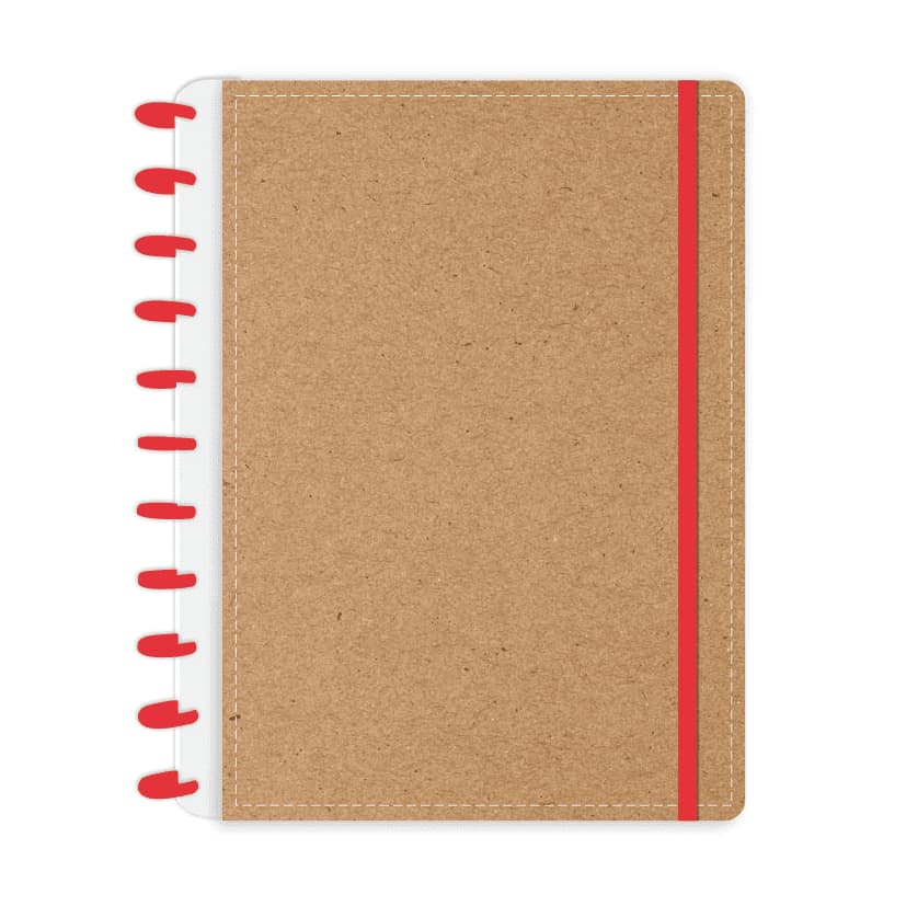 Caderno de Disco Kraft Vermelho - Abyara Graf (Tipo Caderno Inteligente)