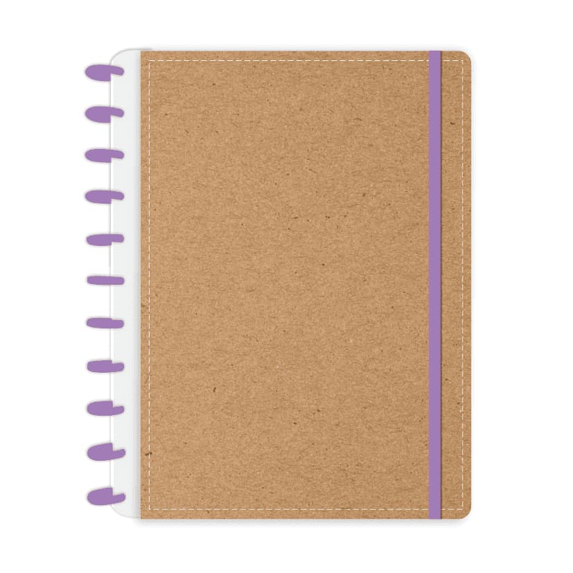 Caderno de Disco Kraft Lilás - Abyara Graf (Tipo Caderno Inteligente)