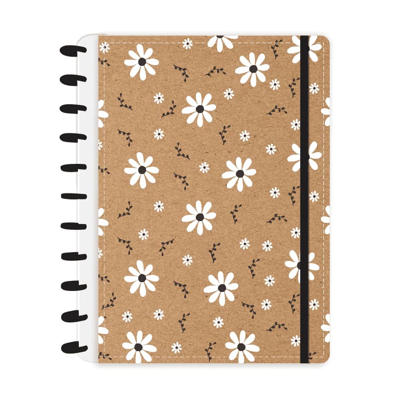 Caderno de Disco Kraft Flores - Abyara Graf (Tipo Caderno Inteligente)