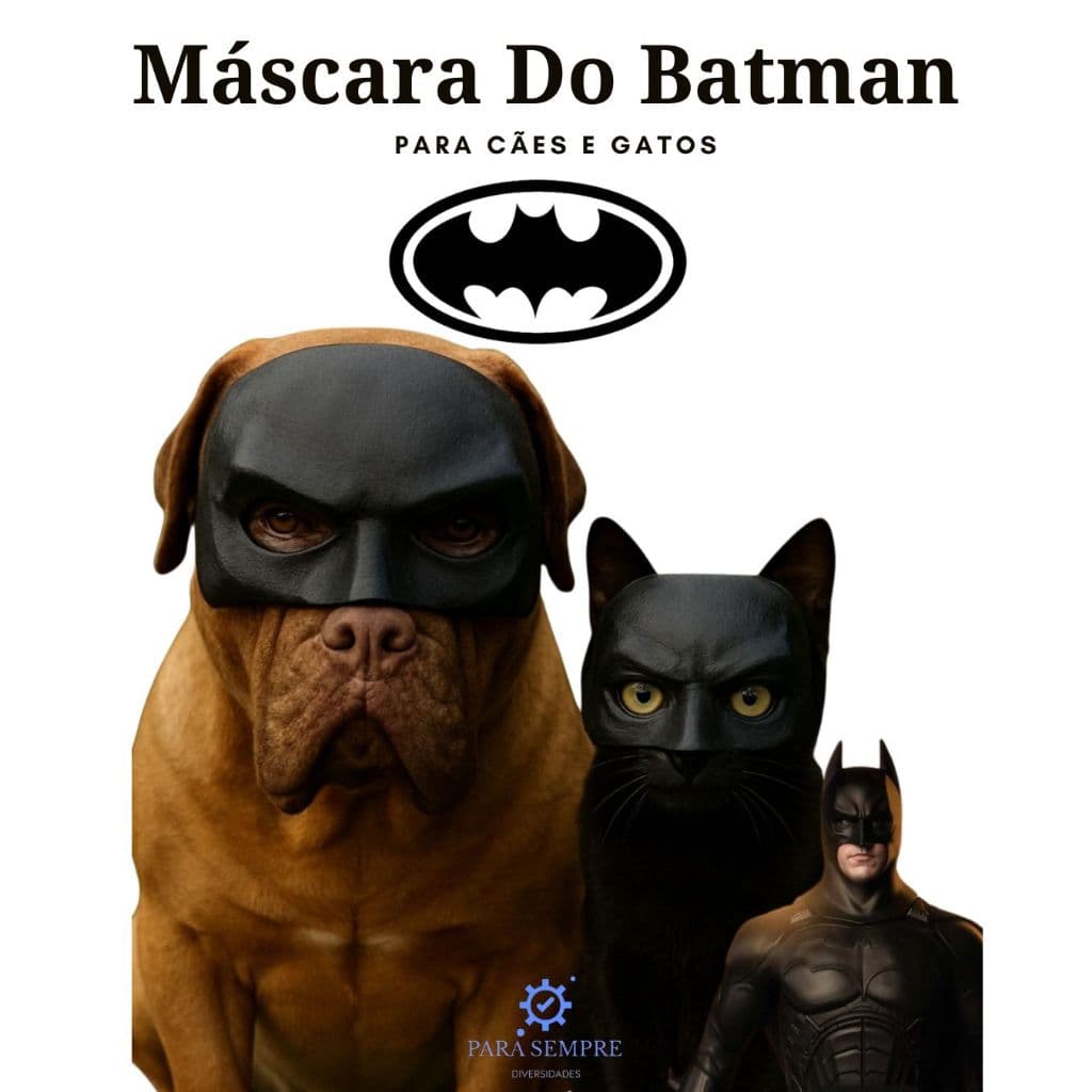 Máscara Divertida BatMáscara para Cães e Gatos – Estilo Super-Herói Batman em Impressão 3D