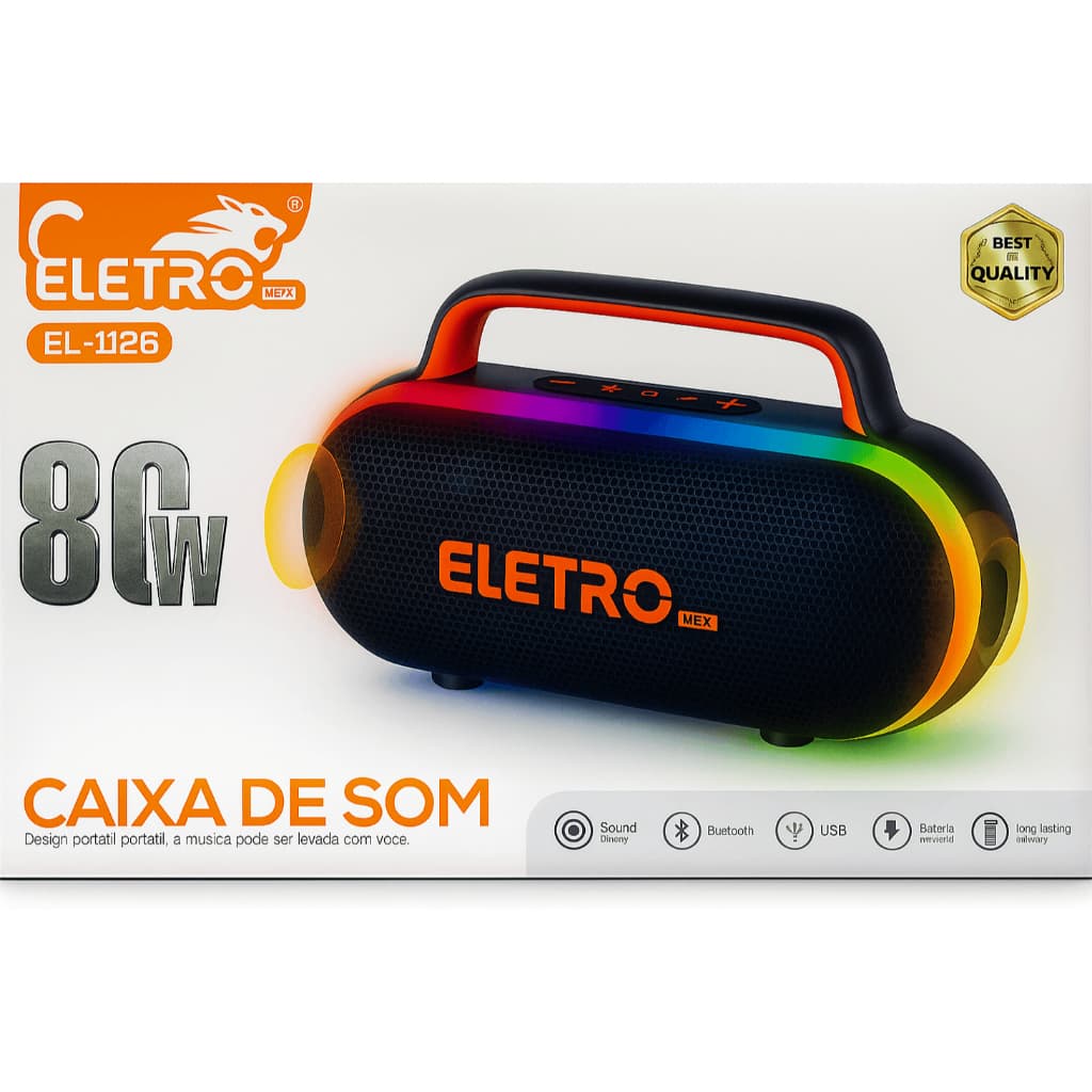 Caixa Som 80W Eletro EL-1126 Som Alto Potente Caixa de Som de 80W