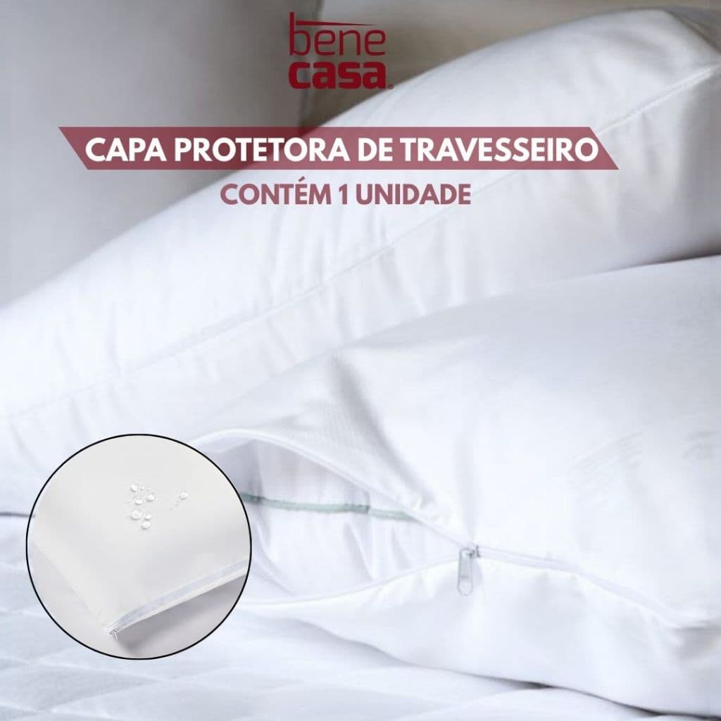 Kit Protetor de Travesseiro Com Zíper Impermeável Antiácaro 50x70cm Bene Casa