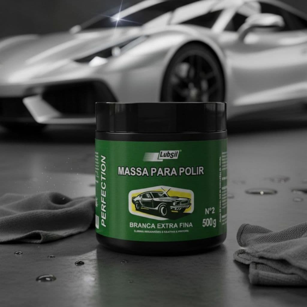 Massa de Polir Lubsil Nº2 Branca Extra Fina 500g Remove Riscos e Realça Brilho