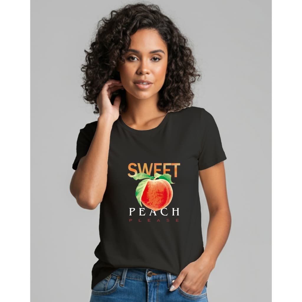Camiseta Feminina Sweet Peach Please T-Shirt Blusa Feminina Personalizada Blusa Estilosa 100% algodão Preminum