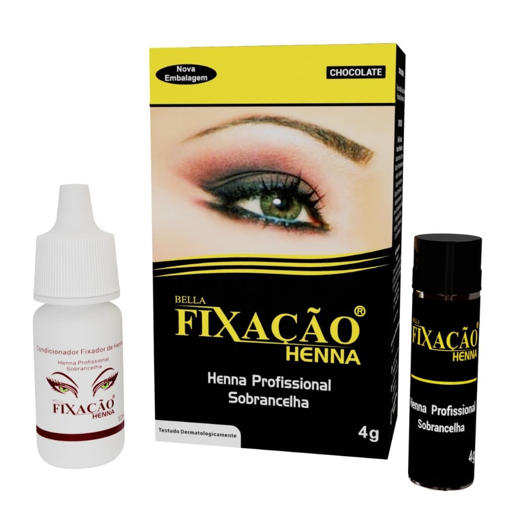 Kit c/ 3 Hennas p/ sobrancelha Bella Fixação 4g CHOCOLATE