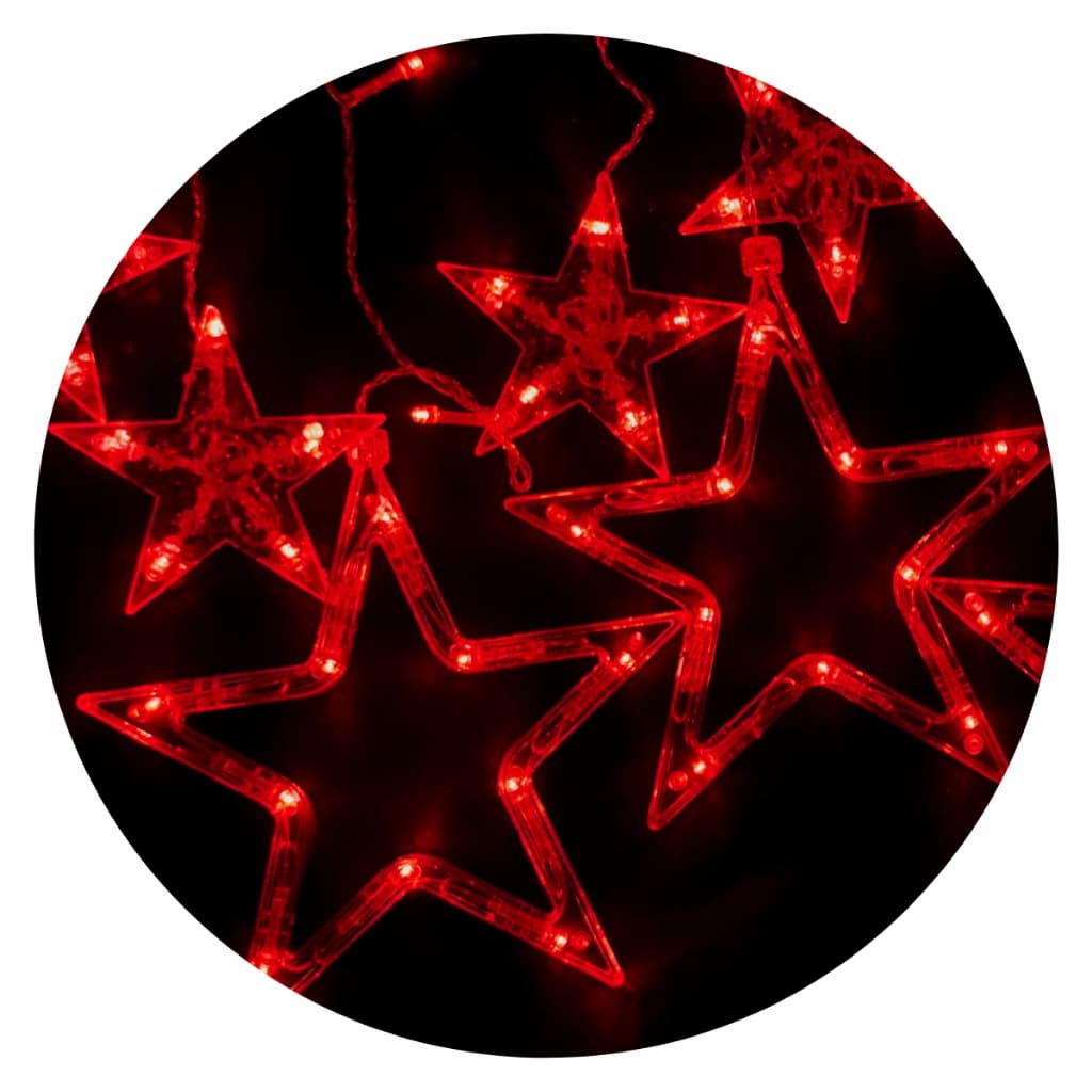 Cascata Estrela Vermelho 138 Led 2,50m Pisca Com 8 Funções Natal Quente Frio e Coloridos