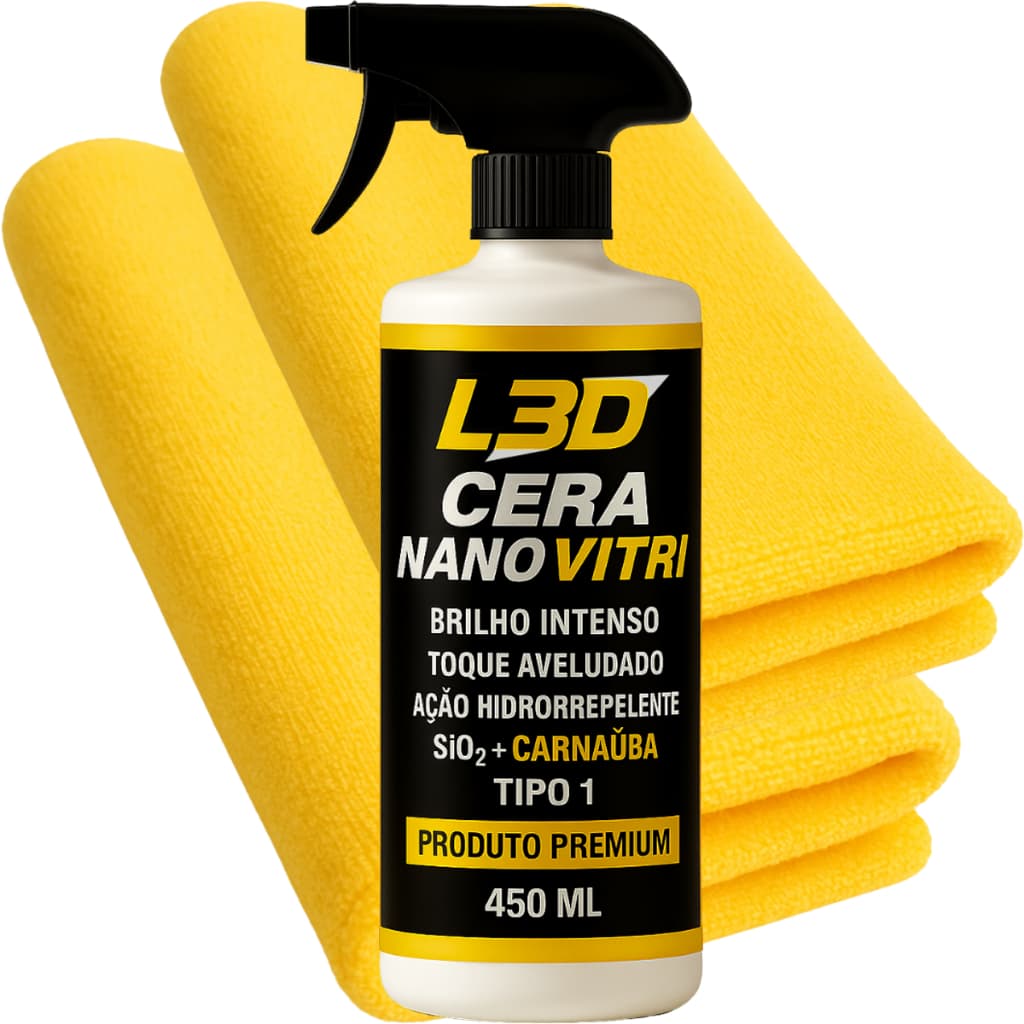 Cera liquida Automotiva L3D  2 Flanelas Microfibra Super Brilho Para Todas As Cores