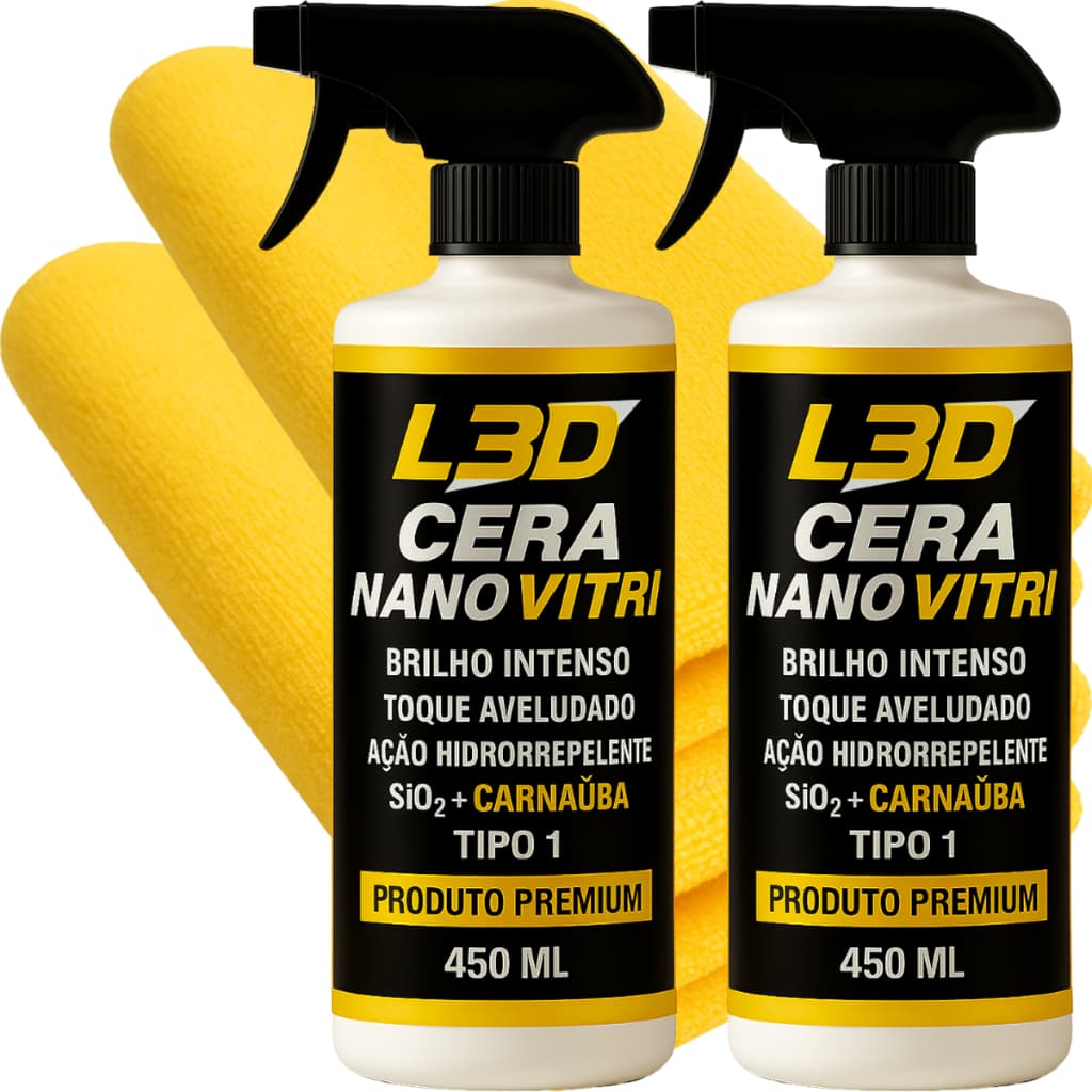 Cera Automotiva L3D Com 2 Flanelas Microfibra  Luxo Fácil Aplicação Brilho Intenso