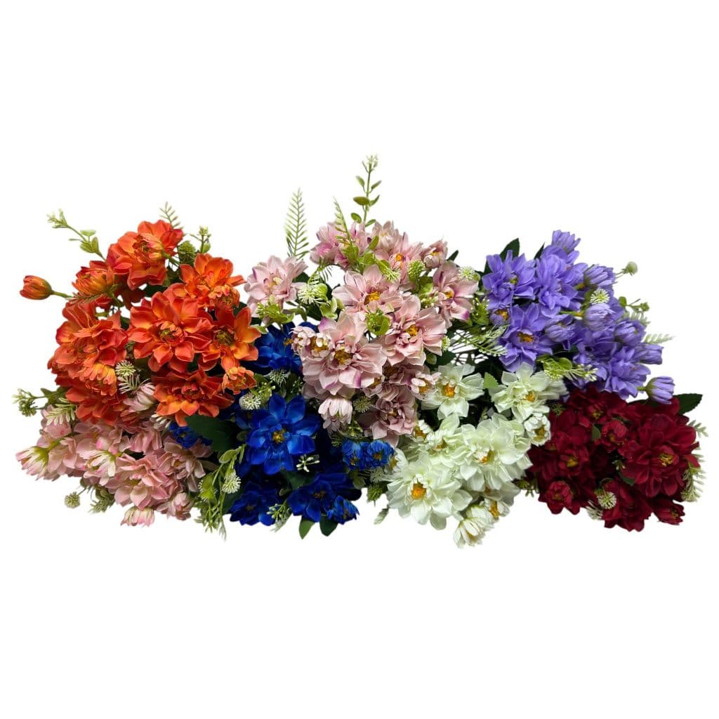Buquê De Dália Artificial Com 10 Flores ideal para arranjos e decoração de casamento, festas, ambientes de casa