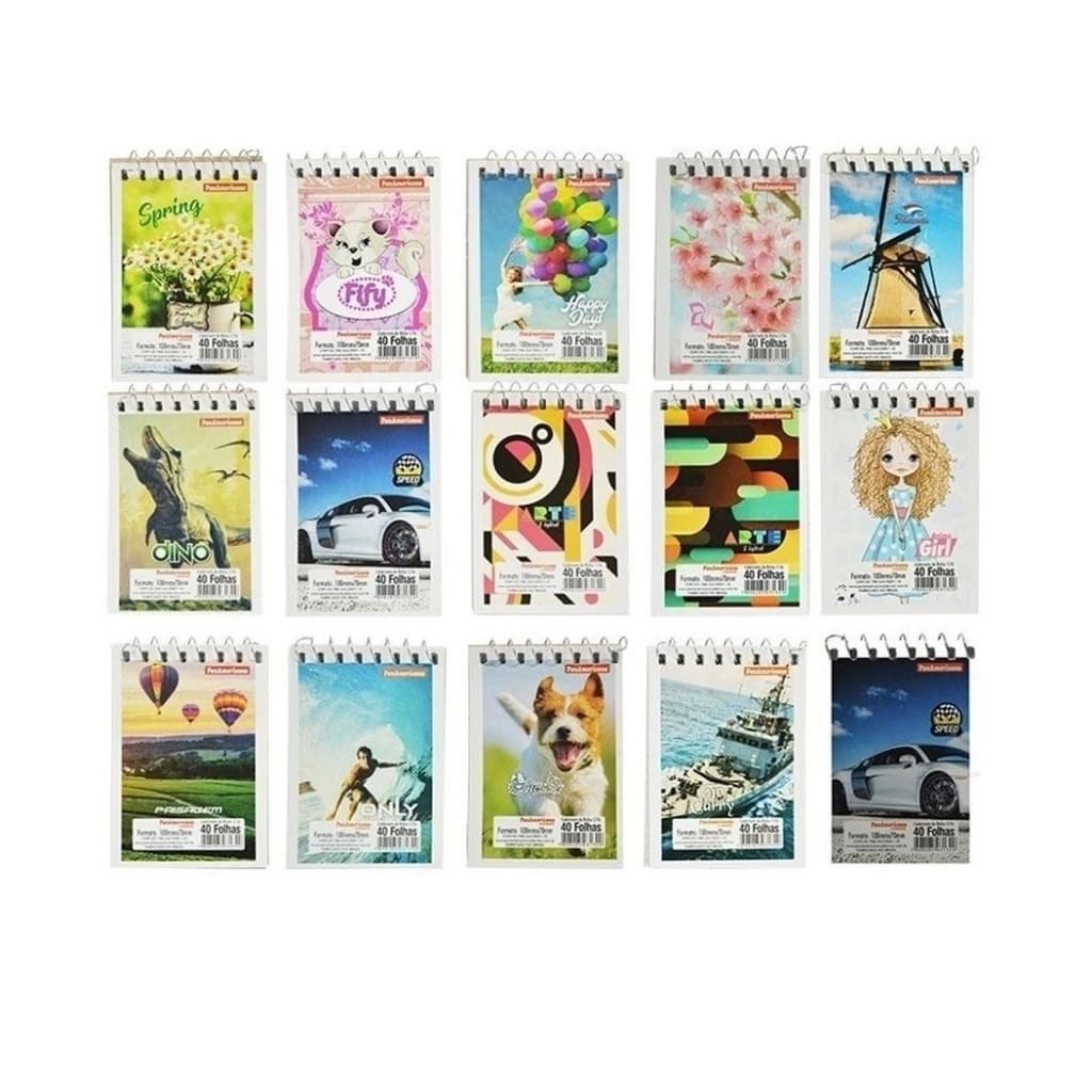 Caderneta 1/16 de bolso espiral 40 folhas PanAmericana
