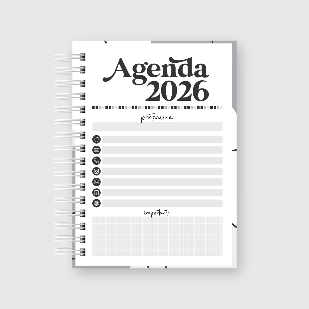 Miolo de agenda datado 2026