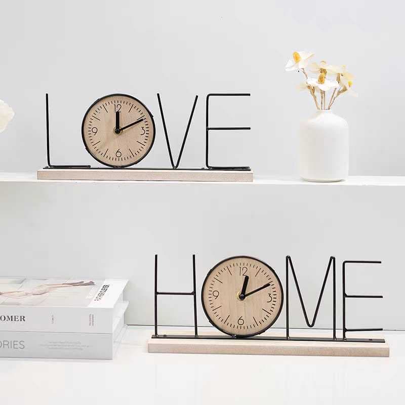Relógio de Mesa Analógico Vintage Silencioso Estilo Retro Para Decor Metálico Preta & Dourada (HOME&LOVE)