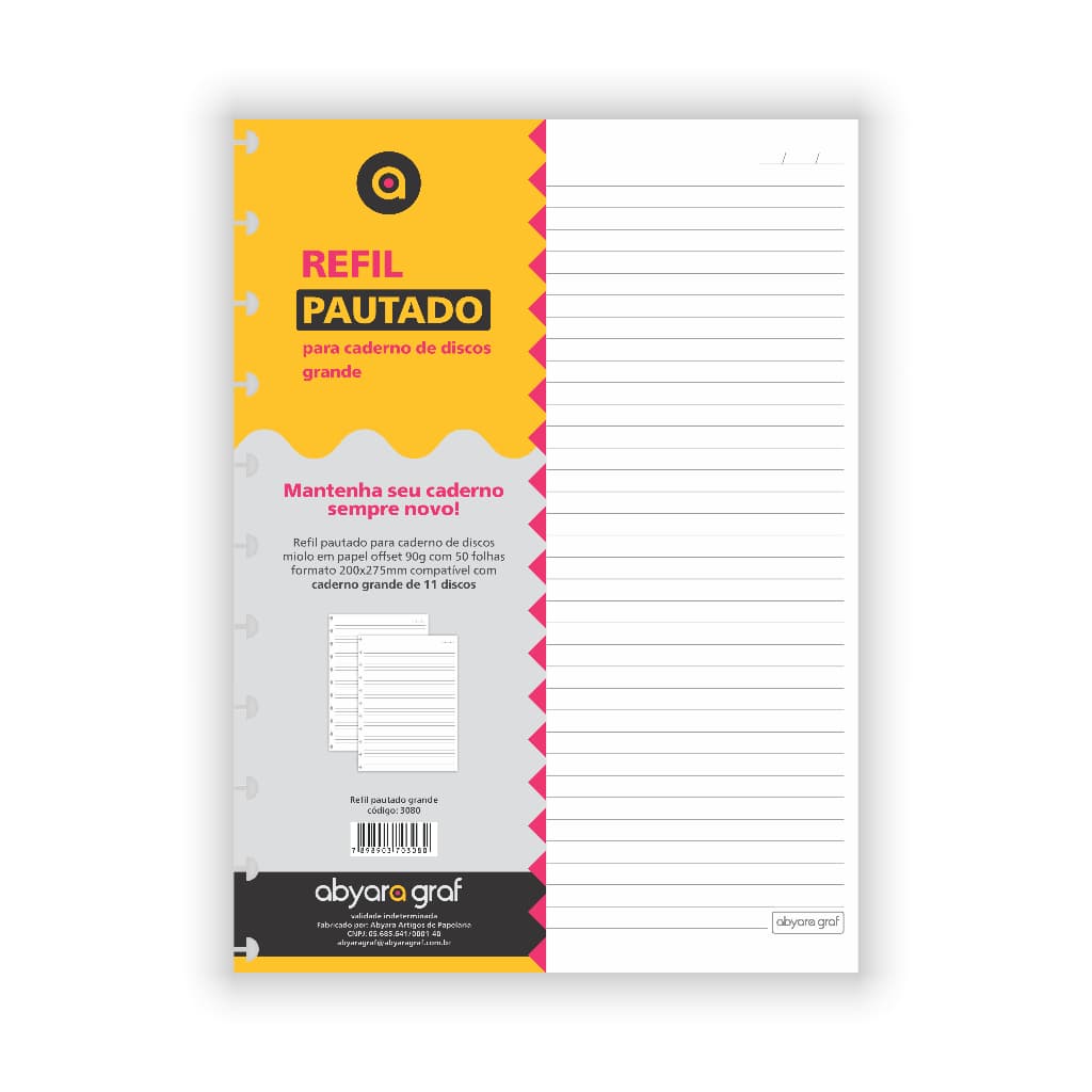 Refil Pautado para Caderno de Discos - Abyara Graf