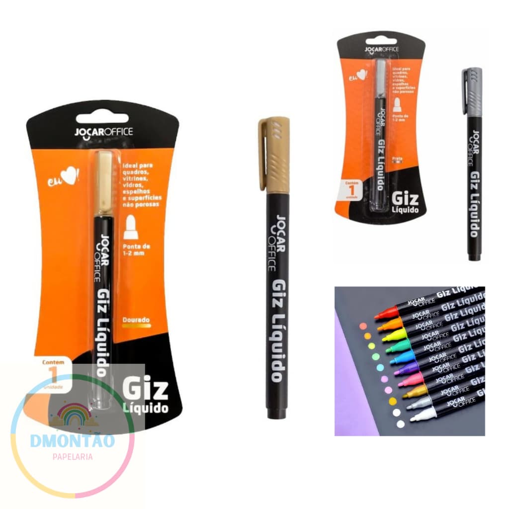Caneta Giz Líquido Para Lousa Quadro Negro Etiqueta Prata