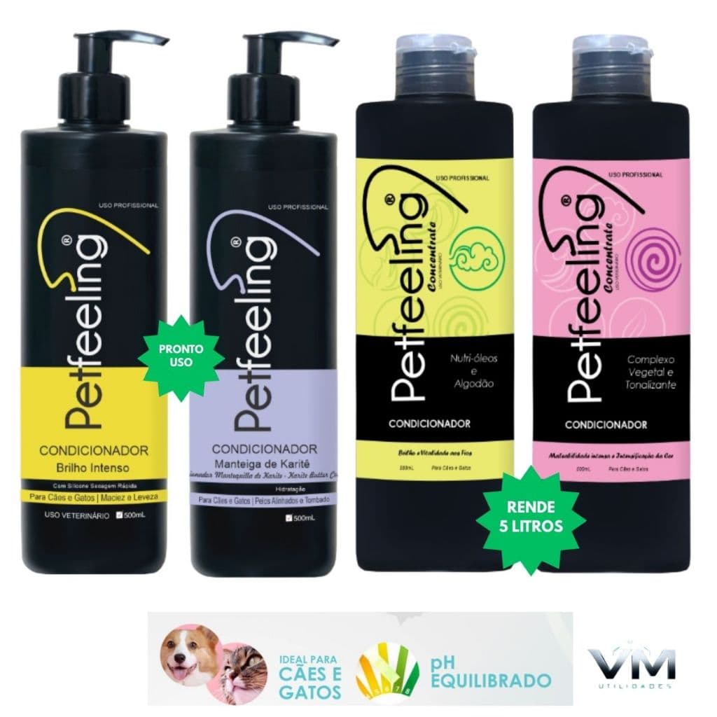 Condicionador para Cães e Gatos 5OO ml - Petfeeling - Uso Profissional