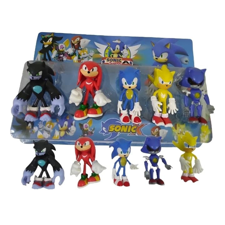 Kit Cartelado Super Sonic Coleção 5 Bonecos Grande Articulado  Brinquedo Infantil