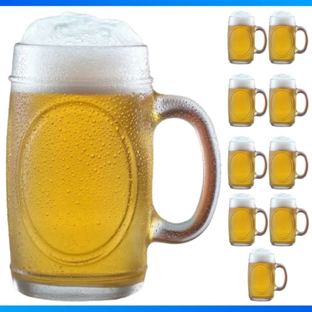 10 Canecas De Vidro Chopp Cerveja Bar Restaurante Padaria 350 Ml