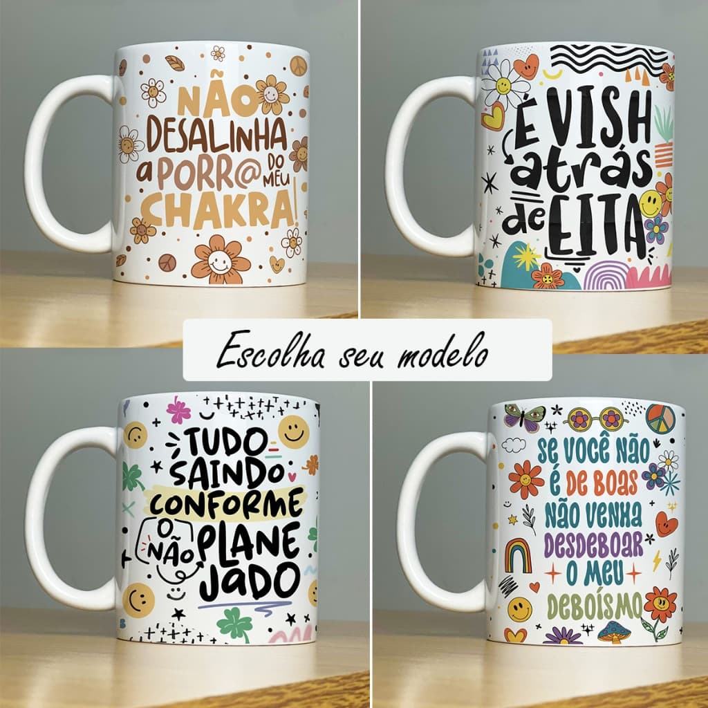 Caneca personalizada engraçada frases divertidas good vibes indelicadas em ceramica 325ml